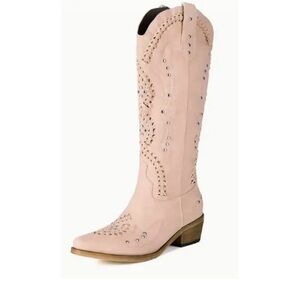 Women's Pink Studded Western Boots